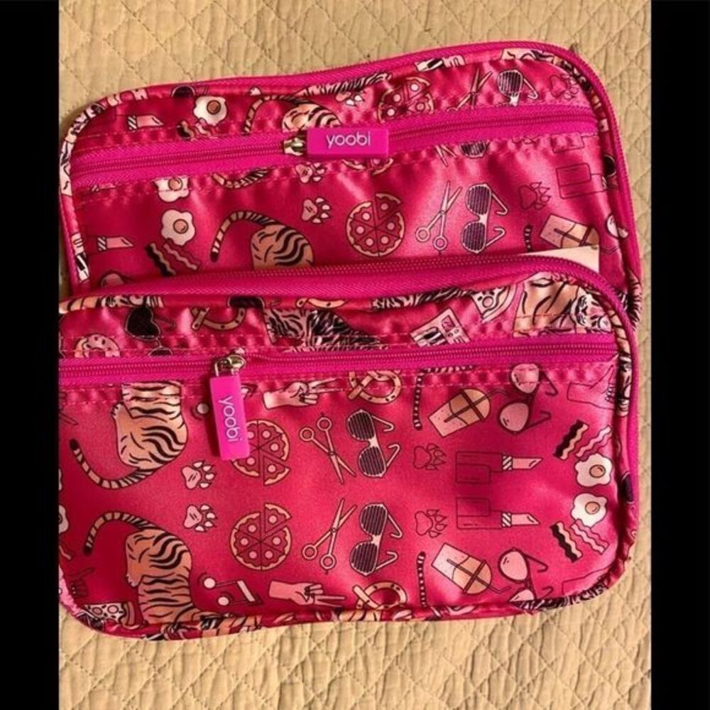 Yoobi Makeup Bags -9x5x1 set of 2 pink , NWT